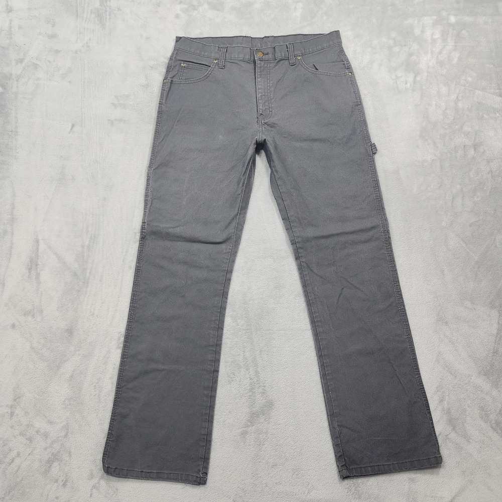Dickies Pants Mens 34x32 Gray Relaxed Fit Carpenter Canvas Stretch Workwear Gear